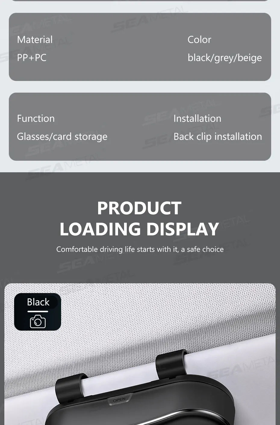 SEAMETAL Car Sun Visor Glasses Case Anti-Scratch Sunglasses Storage Box Glasses Holder Organizer Universal for 99% Car Models