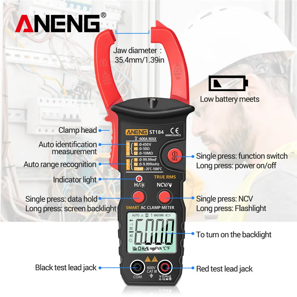 ST184 valódi effektív értékű digitális lakatfogó multimeter