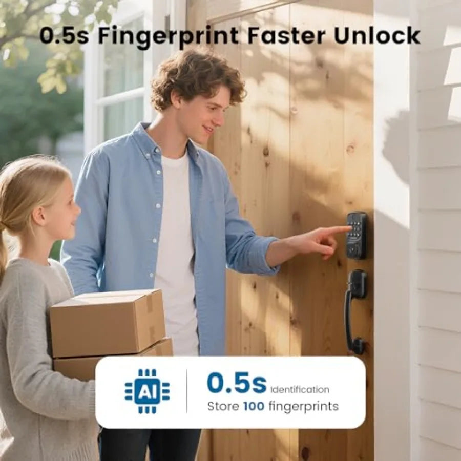 Smart Door Lock with Handle and Built-In WiFi