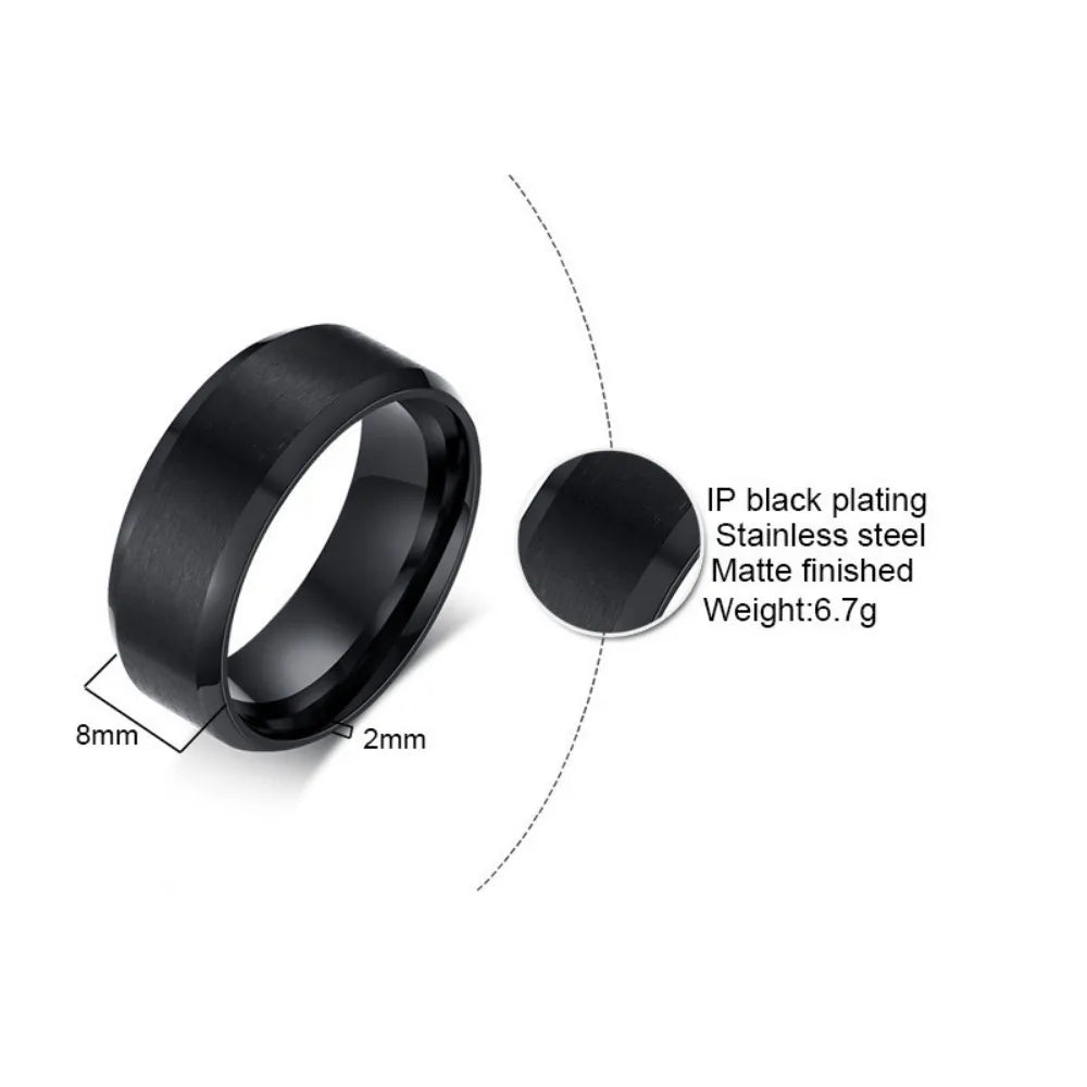 Stainless Steel Black Matte Ring for Men and Women