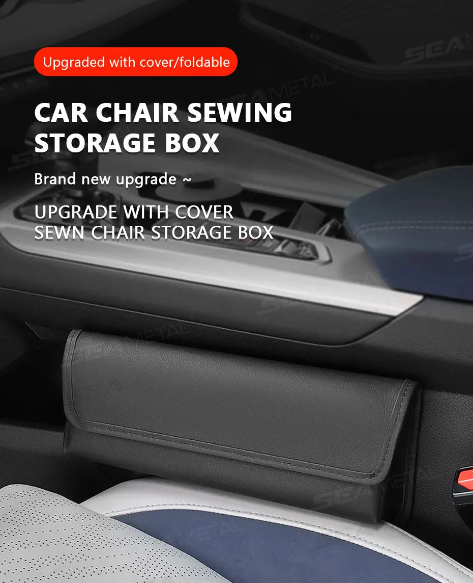 SEAMETAL Large-Capacity Car Storage Bag Magnetic Lid Car Center Console Seat Gap Organizer Universal Auto Seat Gap Filler Box