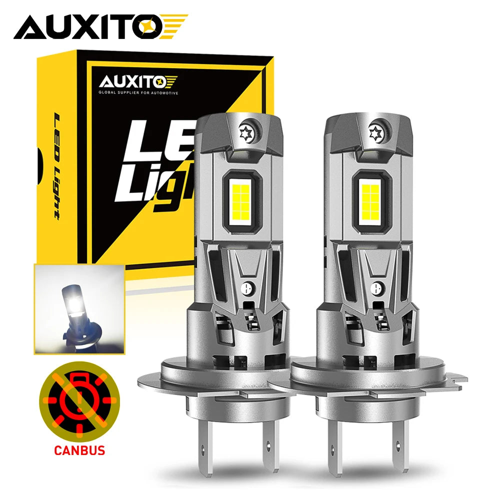 AUXITO 2x Canbus H7 LED žiarovka 22000LM 120W bez chýb, 1:1 mini veľkosť hlavy svetla, bezdrôtová, jasná 6500K biela H7 svetlomet