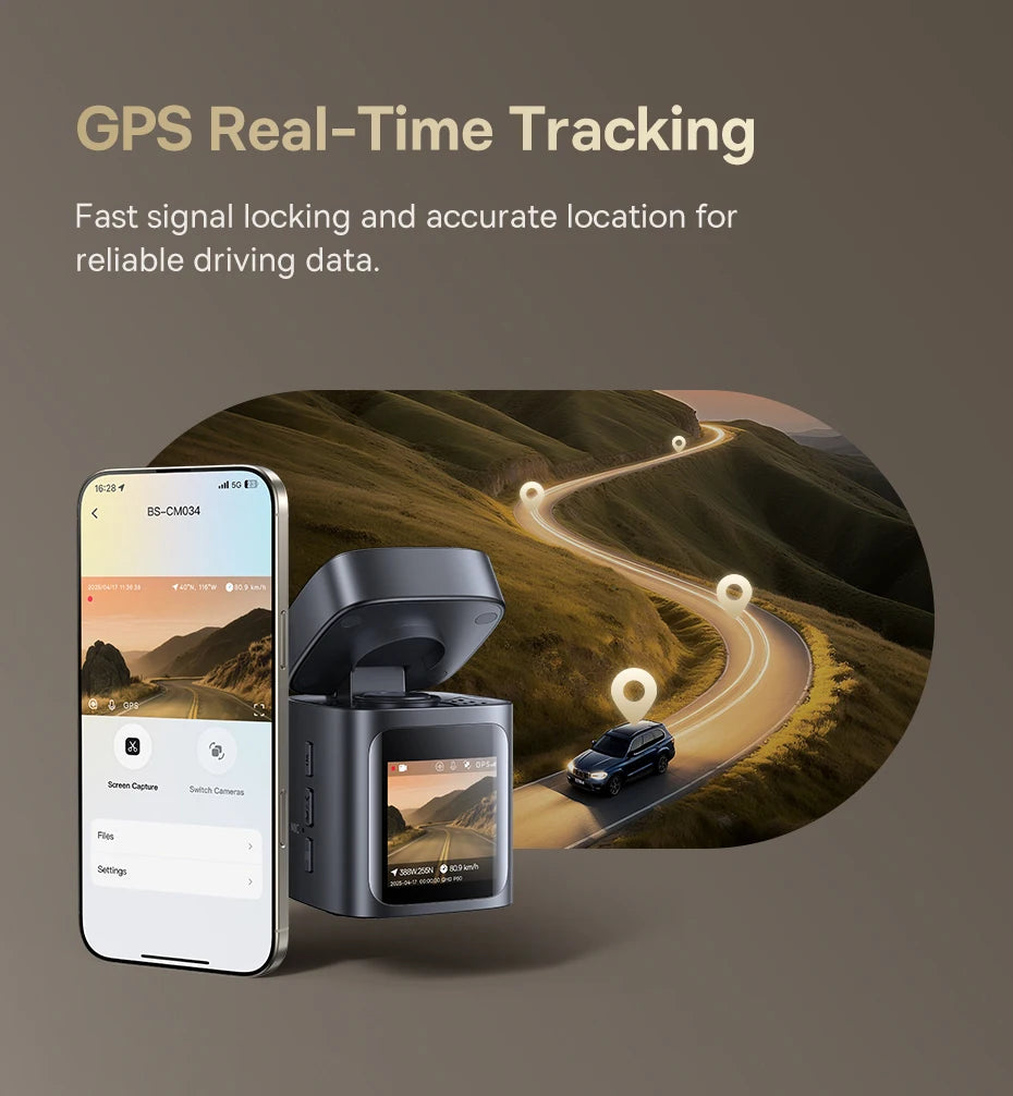 Cameră auto 4K față și 1080P spate cu WiFi6, GPS și vedere nocturnă