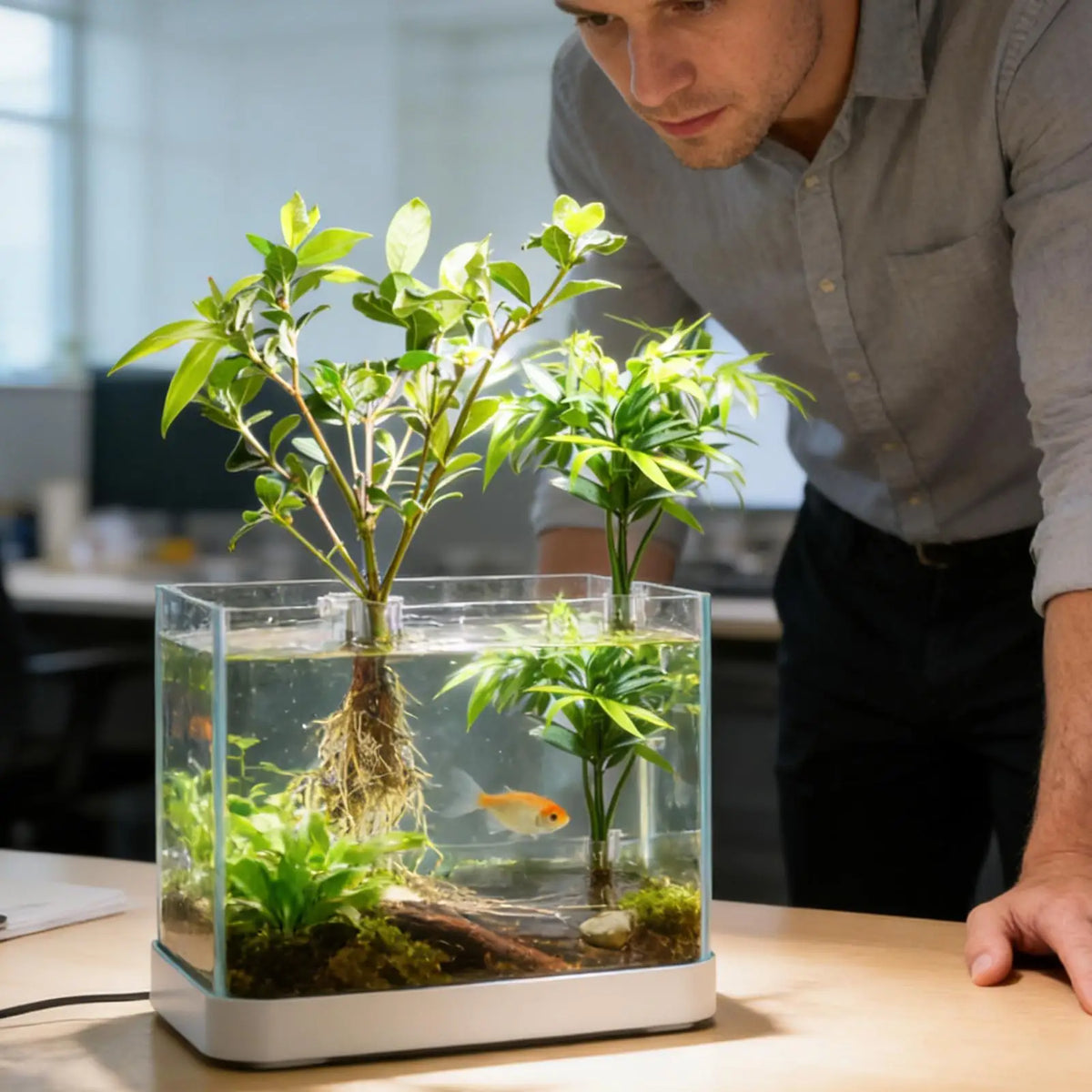 Six Clear Aquarium Plant Holder Cups with Hanging Brackets