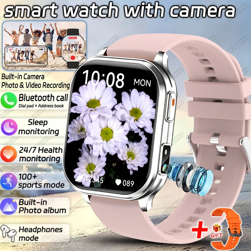 2026 Νew Smart Watch With Camera Men Women Photos Record Video Health Sports Fitness IP68 Waterproof Call Recording Smartwatches