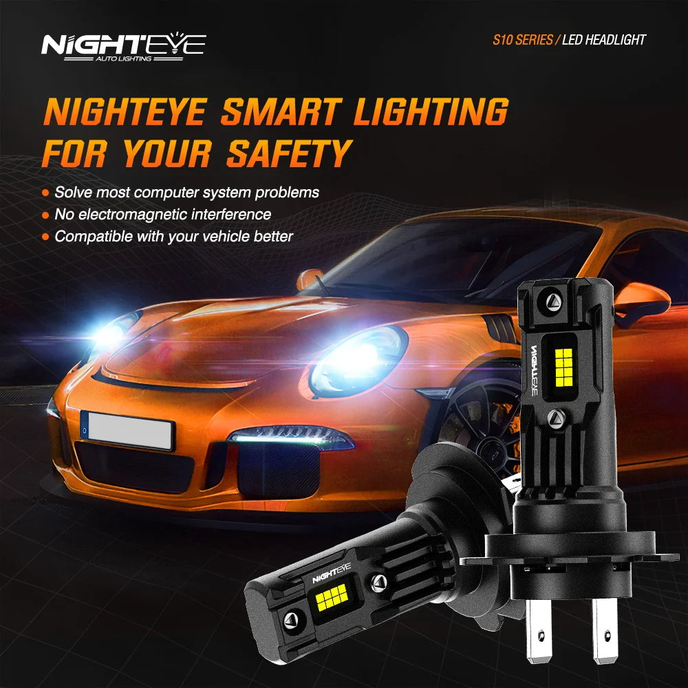NIGHTEYE H7 LED-Birnen Canbus 35000LM LED h4 H11 H8 H9 9005 HB3 9006 HB4 Auto-Lichter 80W 6500K Weiß Mini-Größe Auto-Scheinwerferbirnen
