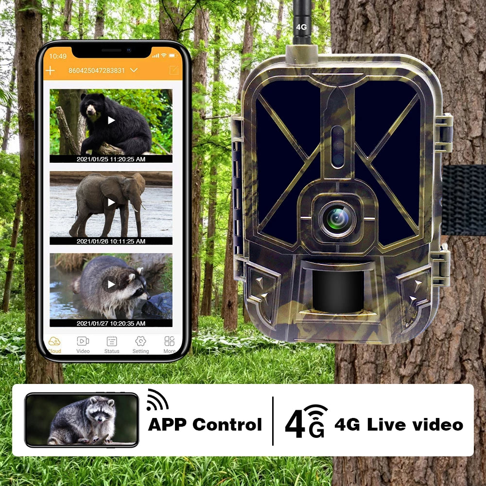4K Live Stream Trail Camera 4G  30MP APP Clould Service Hunting Cameras 10000Mah Li-Battery Night Vision Photo Traps HC940PROLI 
