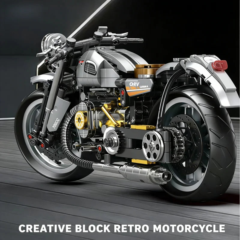 Kit de construcción de motocicleta retro de tres ruedas