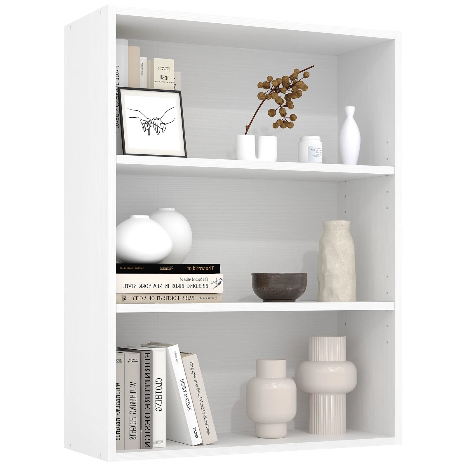 4 Tier Wooden Bookcase Open Shelf Storage for Home & Office