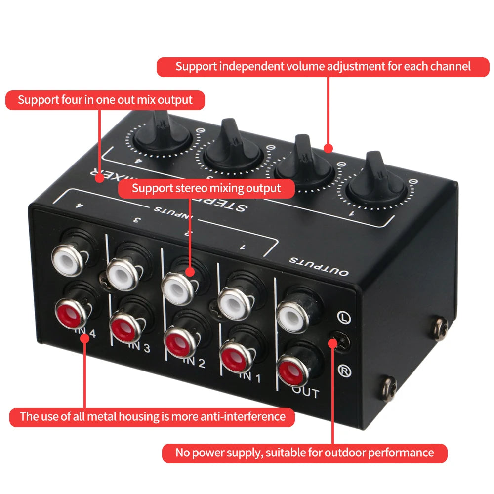 Passive Stereo Mixer - Four or Six Channels