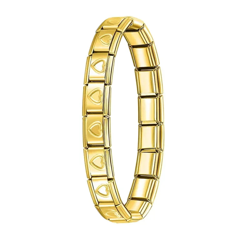 Hapiship New Women's Jewelry 9mm Width Itanlian Elastic Charm Bracelet Fashion Stainless Steel Bangle ST- 