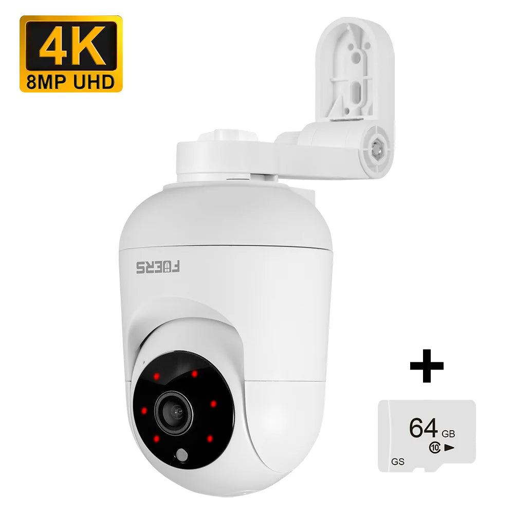 FUERS 4K 8MP WiFi IP Camera With Adjustable Bracket Tuya Smart Home Security Wireless Surveillance Camera Baby Monitor Mini Cam 