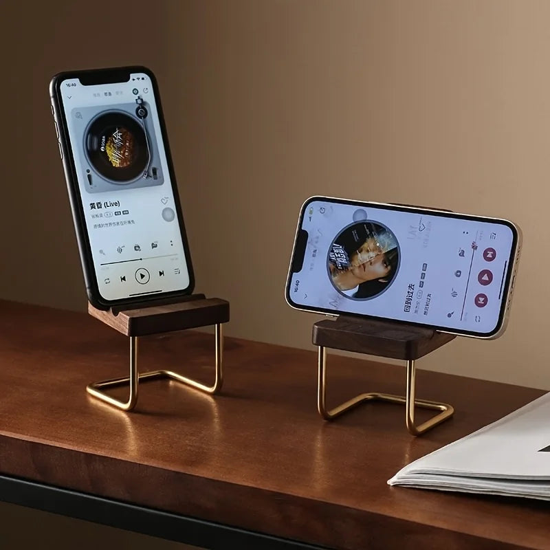 Wooden Chair-Style Desktop Phone Stand