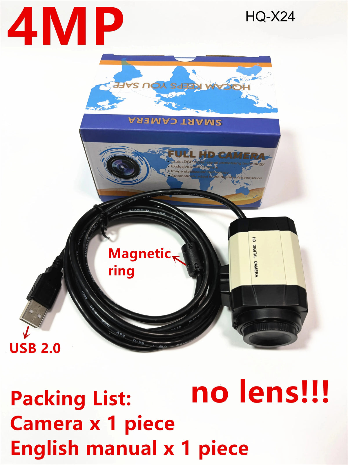 4MP 30fps USB Webcam with Varifocal Zoom Lens