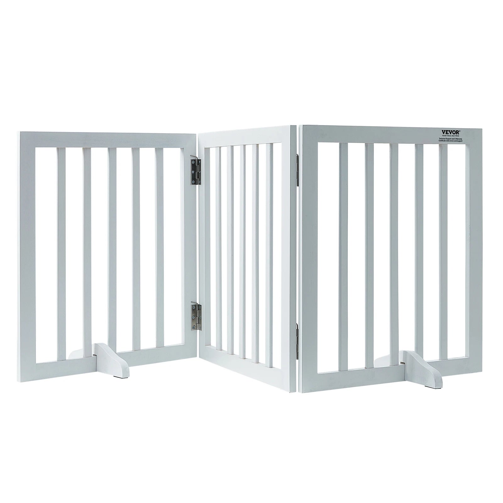 Freestanding Foldable Dog Gate 3 Panel Wood Pet Barrier 60"