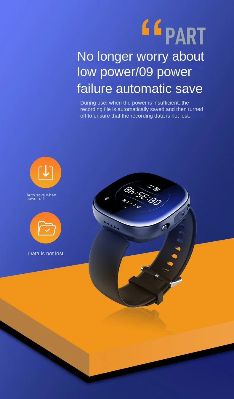 1080P Watch Mini Camera Audio Video Sound Voice Recorder Micro Smart Watch 4-128GB Sport DV Noise Reduce Recording Smart Watch