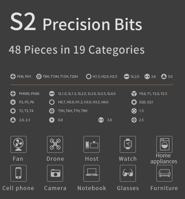 62/6 in 1 Electric Screwdriver Set Precision Handle Portable Power Tool Kits Wireless Cordless Small Bits for Phone Watch Repair 