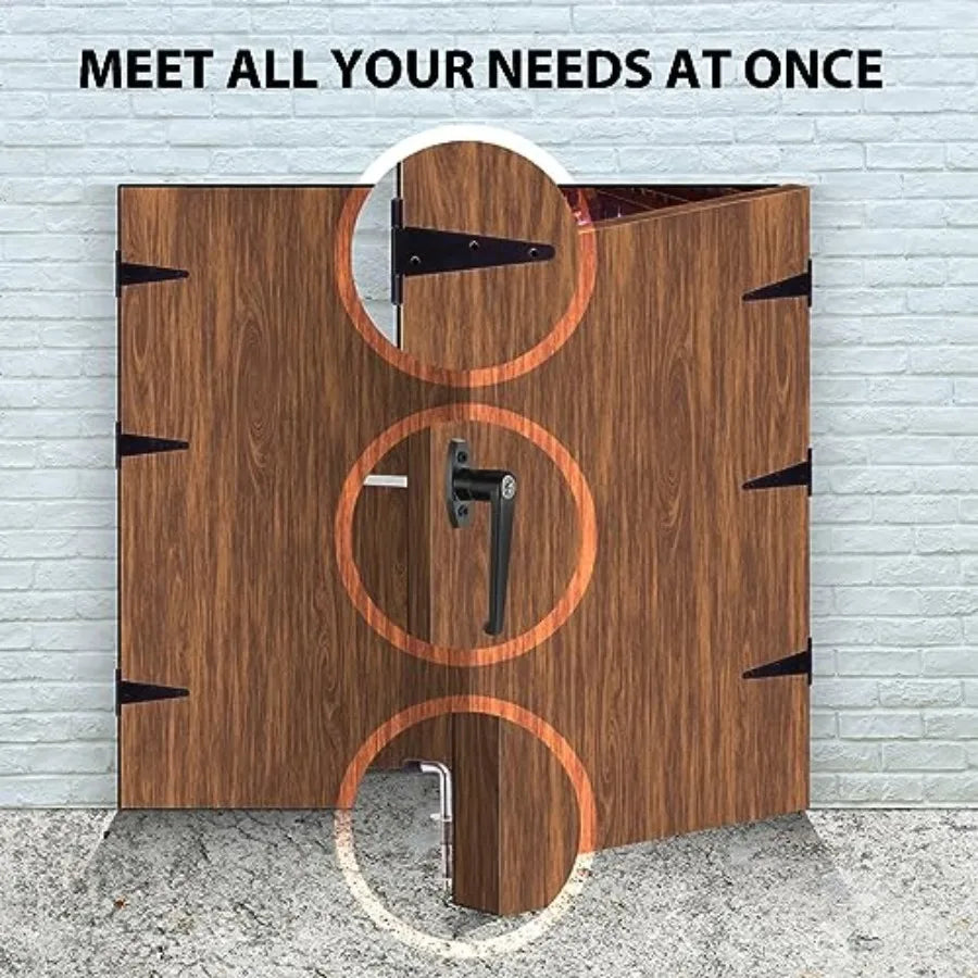Double Door Shed Hardware Kit with Hinges, Latch & L-Handle Lock