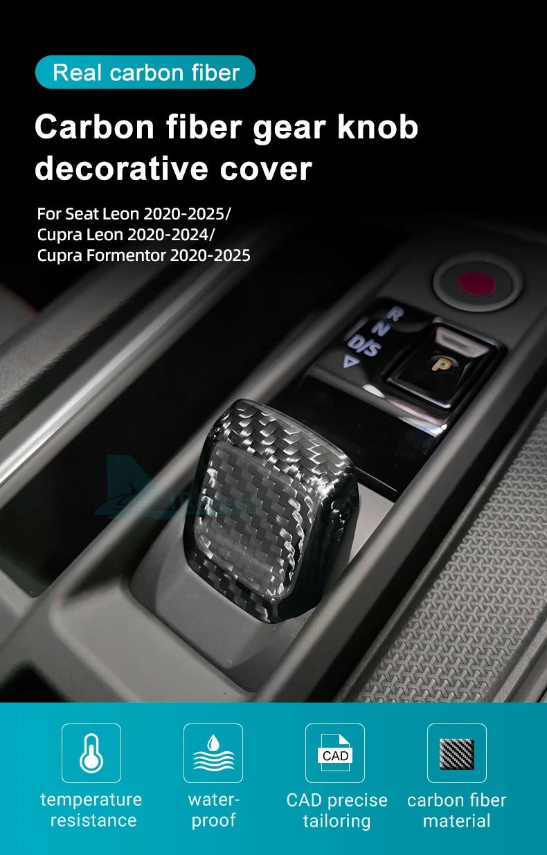 Carbon Fiber Gear Shift Knob Trim for Seat Leon and Cupra