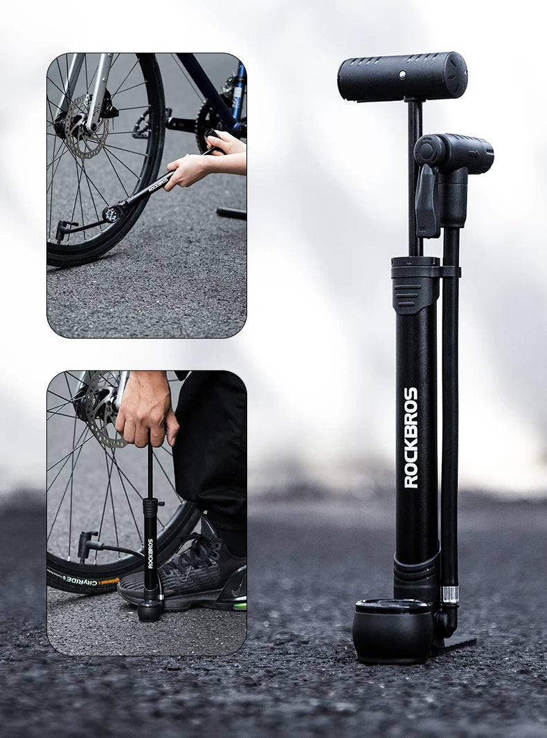 120 PSI Manual Bike Pump with Gauge, Presta Schrader