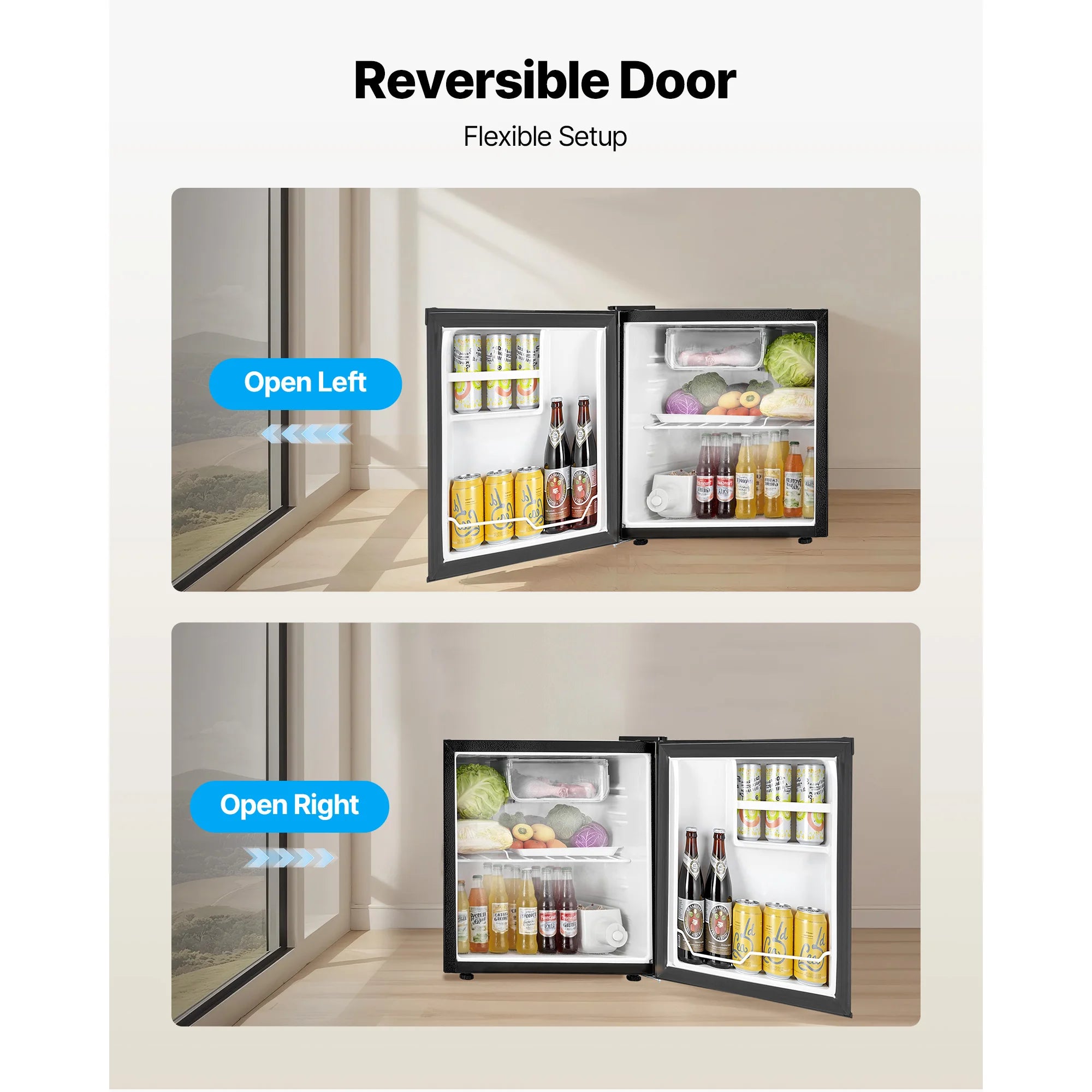 Compact Mini Fridge 1.6–3.2 Cu.Ft Quiet Refrigerator with Adjustable Shelves