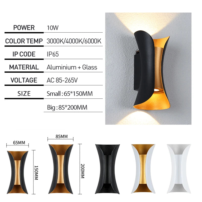 Warm-White LED Wall Light, 15cm/20cm Options