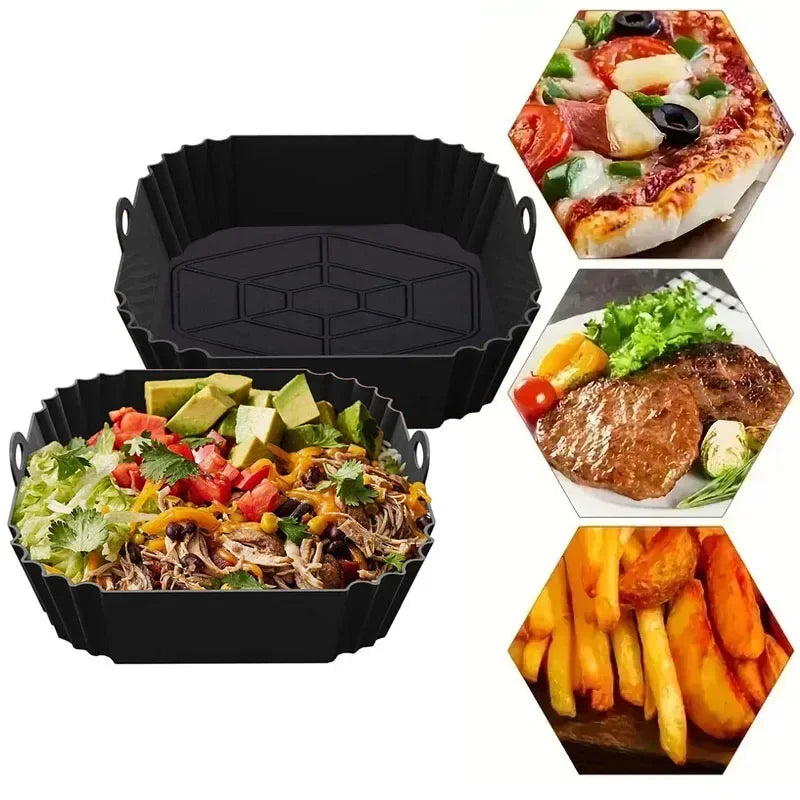 Silicone Air Fryer Basket Liner, Round Square Reusable Pan Liner