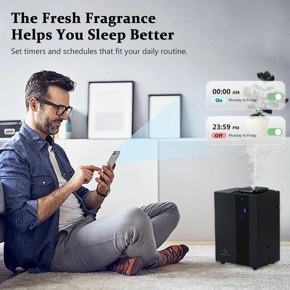 Inteligentny dyfuzor zapachowy HVAC o zasięgu 4000 m³, sterowany aplikacją, system olejowy
