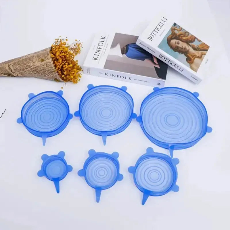 6pcs Reusable Silicone Stretch Lids For Food Bowls - Multifunctional Fruit And Vegetable Fresh-Keeping Cover 