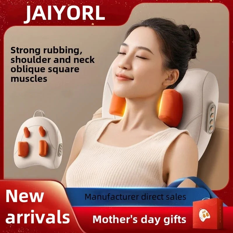 Trapezius Massage Pillow Wireless Electric Car Home Massager Heating Waist Neck Leg Cervical Shiatsu Kneading Rechargeable 