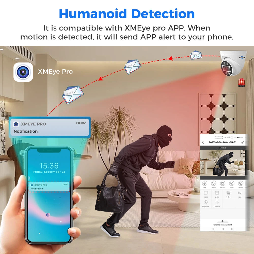 4K PoE Dome Security Camera with Face Detection
