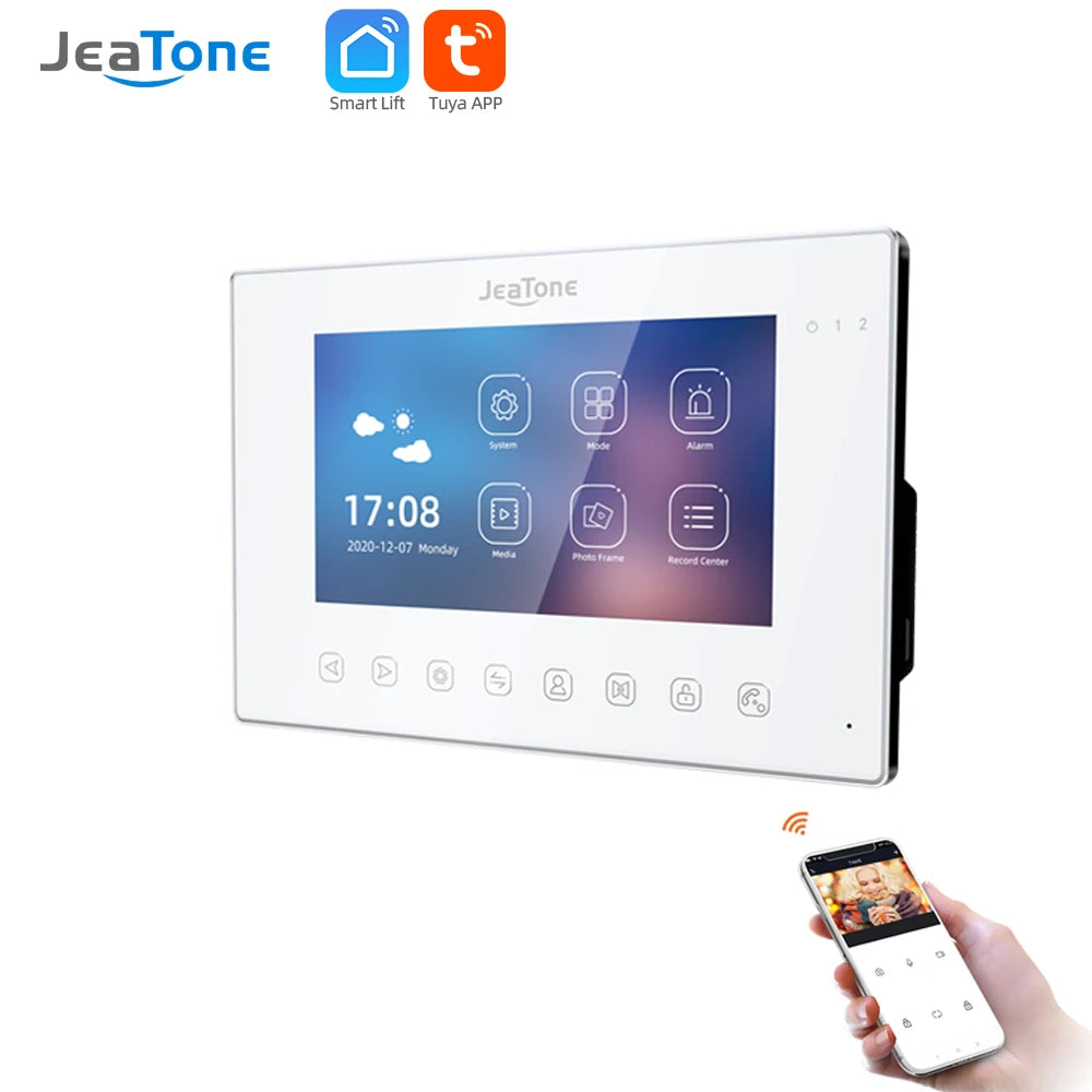 Jeatone 1080P 7Inch Monitor Screen Tuya WiFi Fingerprint Video Intercom Home Door Phone Camera with ID Cards Unlock Spy-shop.com