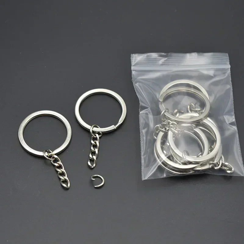 Silver Plated Metal Blank Keyring Keychain Split Ring Keyfob Key Holder Rings Women Men DIY Key Chains Key Ring Accessories