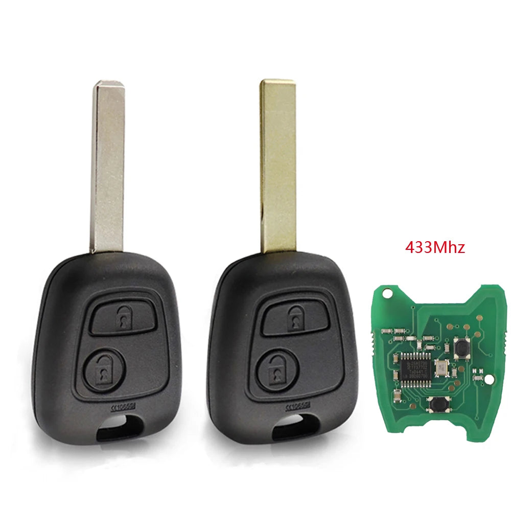 Per Toyota AYGO, Citroën C1 C2 C3, Peugeot 307 107 207 407 chiave auto remota HU83/VA2 lama, 2 pulsanti, senza logo, chip PCF7961