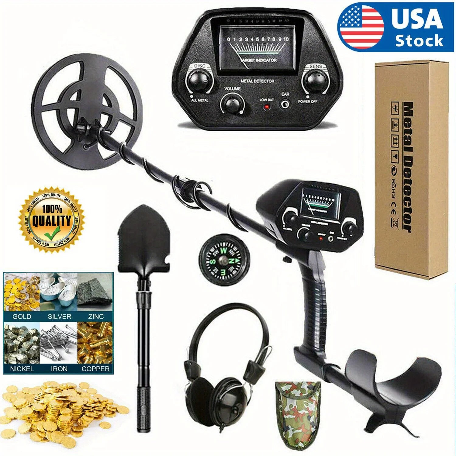 Metal Detector for Adults with Bigger LCD Display, 10–30 cm Depth