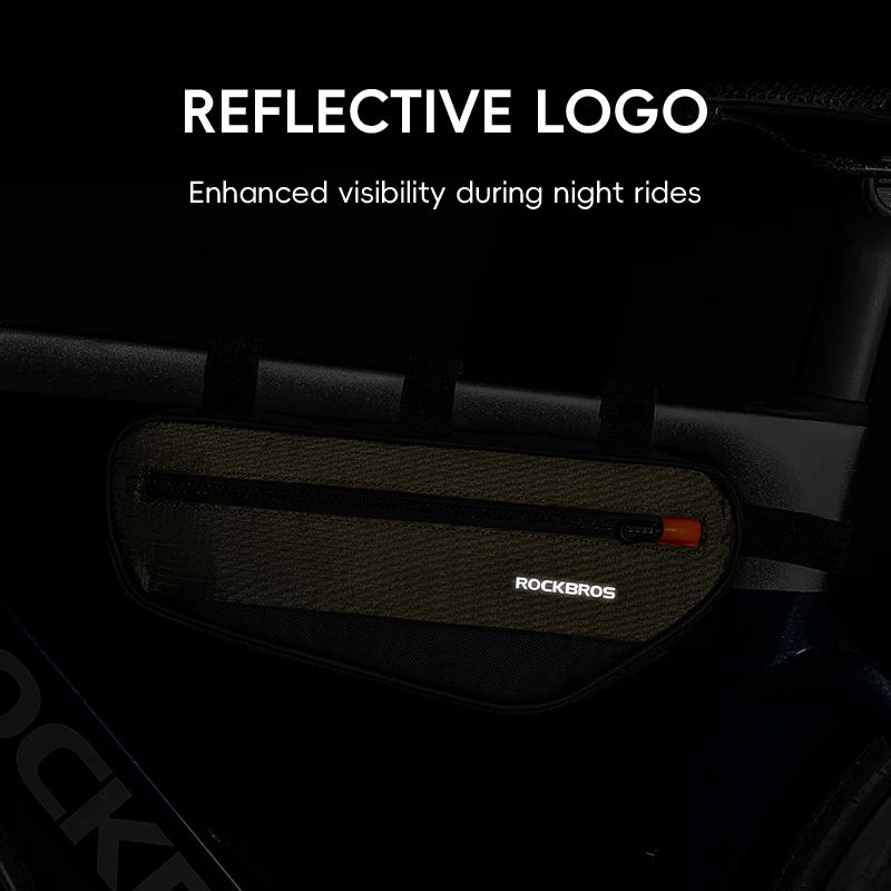 Bike Frame Tube Bag 1.7L with Reflective Design and Easy Mount