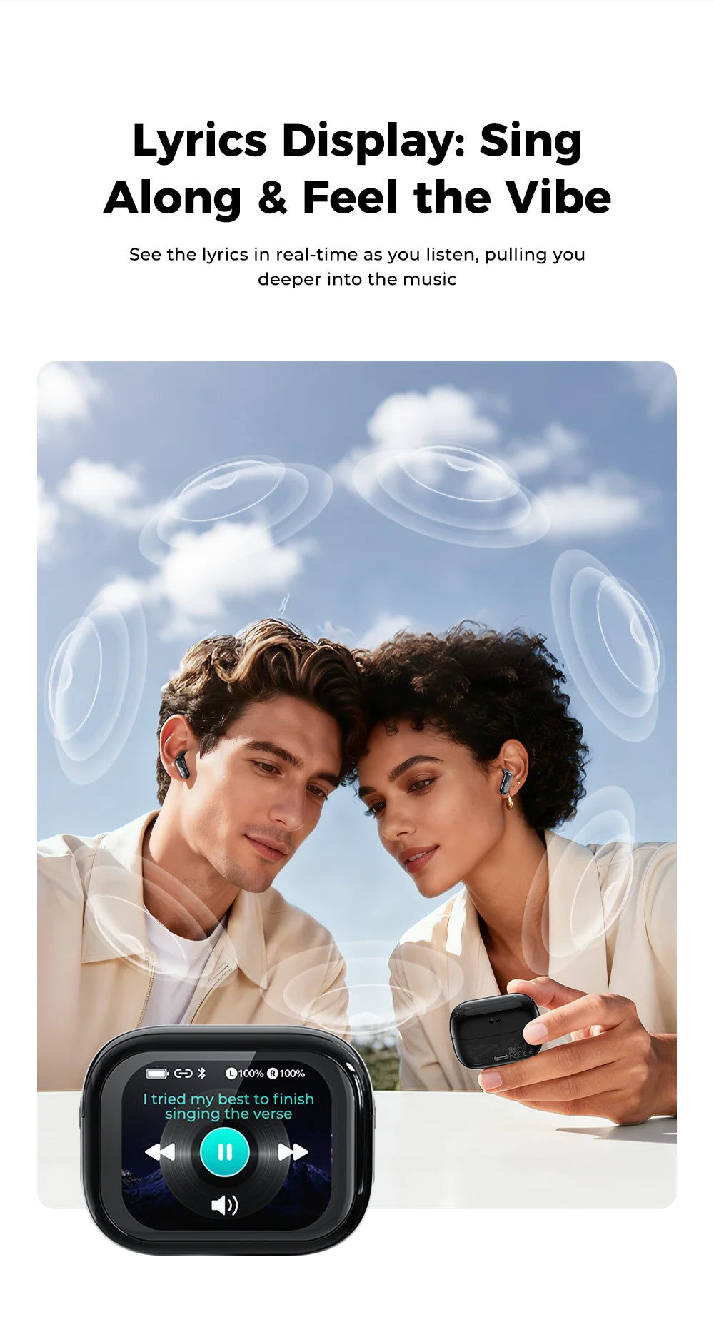 Smart AI Translator HTC NE68 Wireless Bluetooth Earphones With Mic Clear Sound Earbuds Low latency Translation 40Hrs Playback
