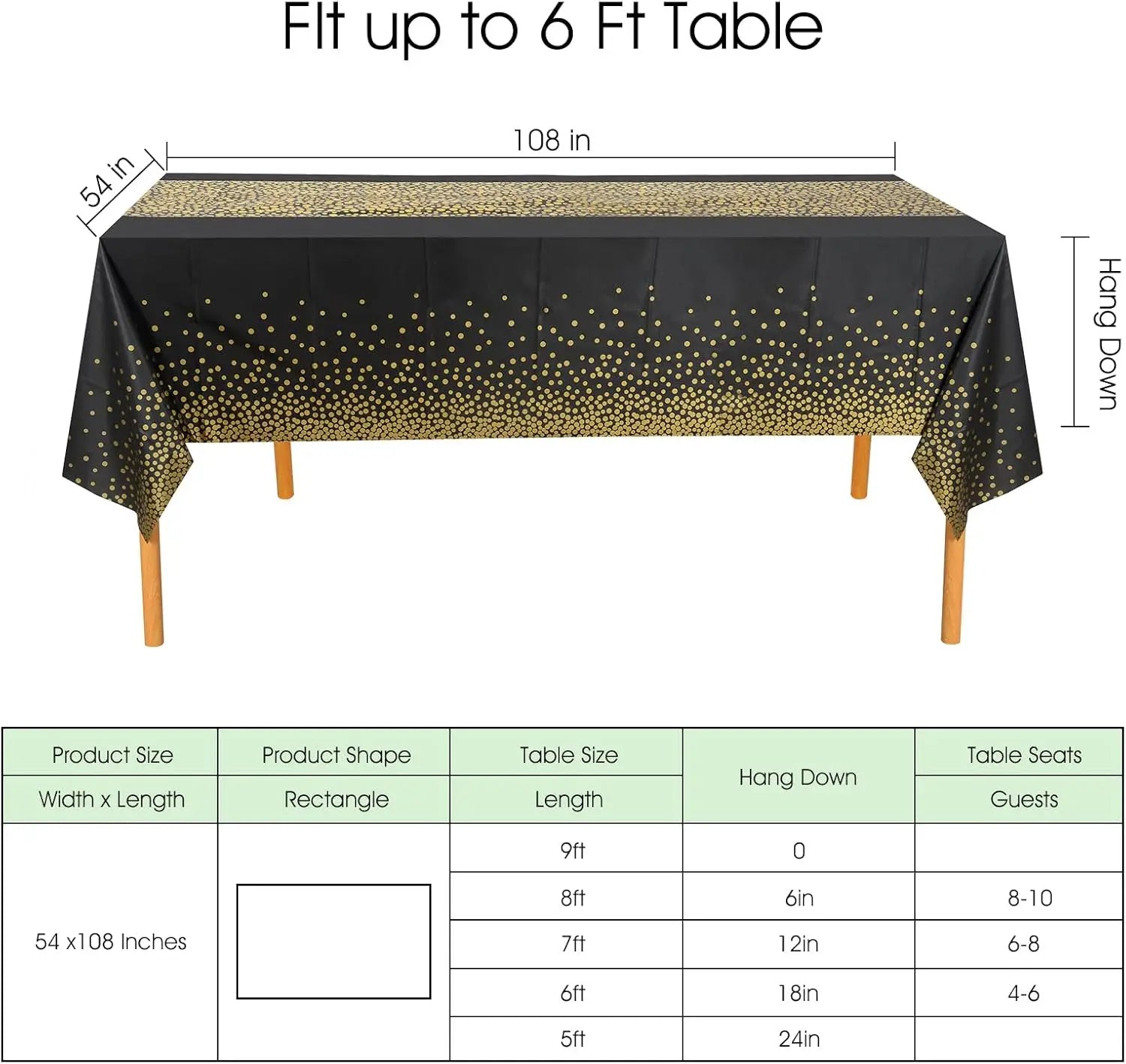 Disposable Table Cloth Plastic Tablecloths Party Table Cover for Graduations Birthday Thanksgiving Holloween Wedding Outdoor BBQ