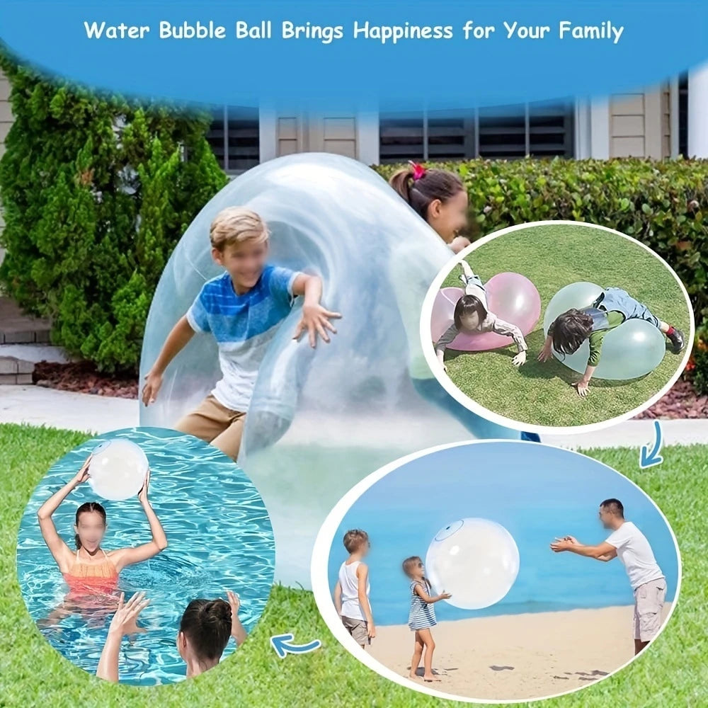 130cm -40cm Water Filled Transparent Ball Birthday Party Balloon Toy Durable Non-leakable Children Outdoor Fun Game Bouncy Ball 