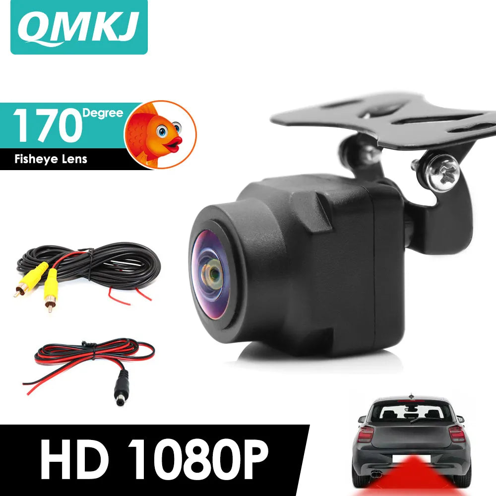 QMKJ Universal 4K AHD 1080P Intelligent Dynamic Trajectory Car Rear View Camera 180 Degree Night Vision With Parking Track Line