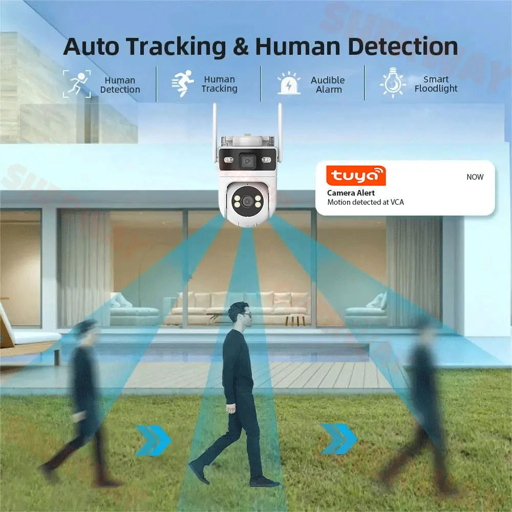 4K 8MP Dual Lens PTZ Outdoor WiFi Security Camera with AI Tracking