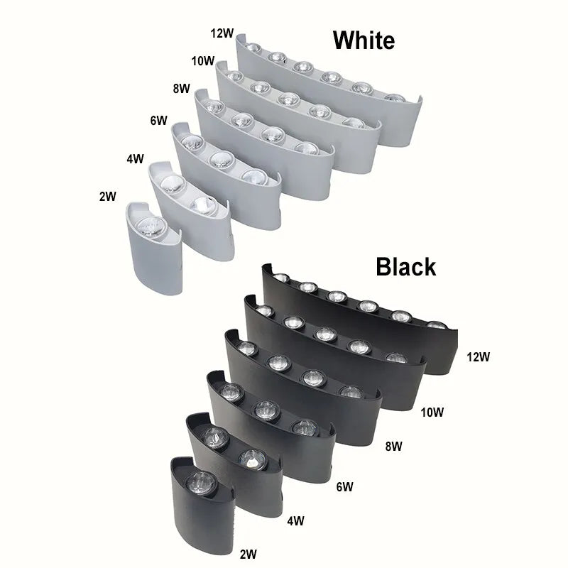 Up-and-Down LED Wall Light, Size and Finish Options