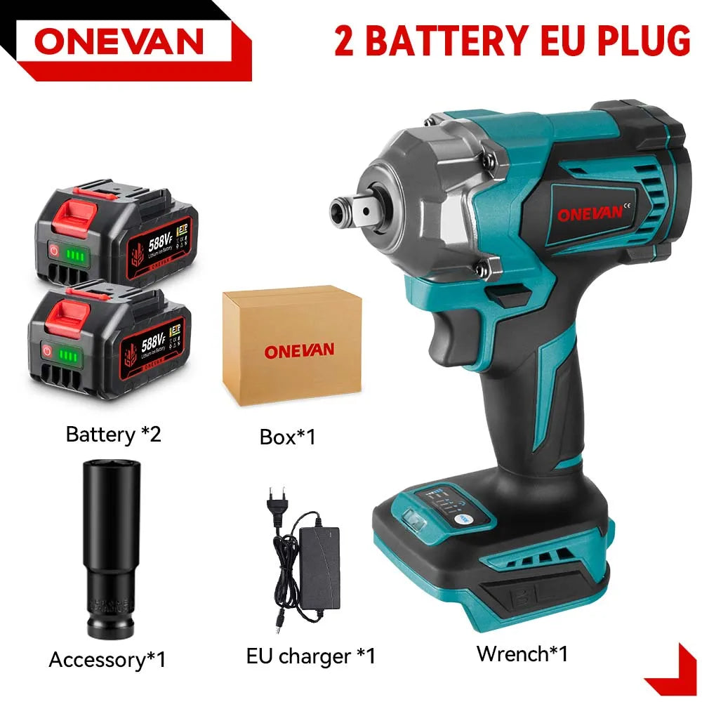 ONEVAN 1200N.m Brushless Electric Impact Wrench 1/2 inch Cordless Electric Screwdriver Drill Tool For Makita 18V Battery Pin - Spy-shop.com
