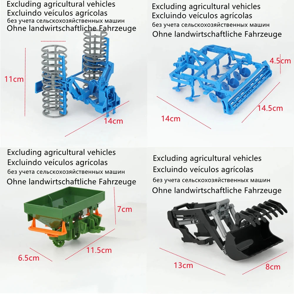 RC Farm Tractor Models & Separate Accessories, 1:24 Range