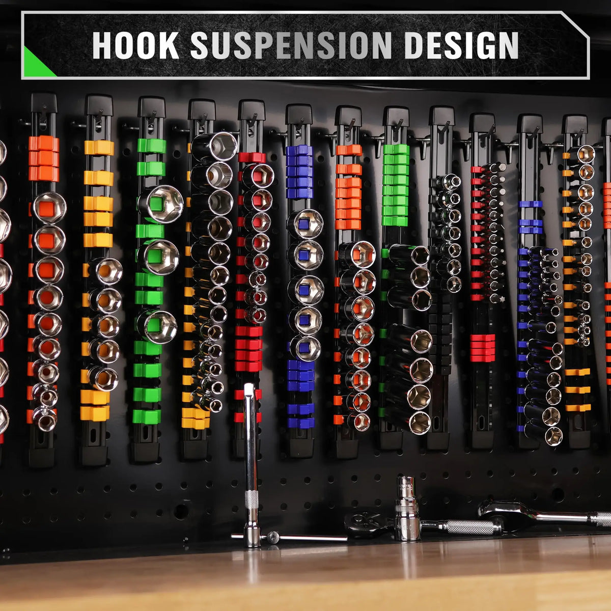 Socket Organizer Set 1/4-Inch 3/8-Inch 1/2-Inch Socket Organizer for Tool Box Drawer Drive Socket Trays, Socket Holder Clip Rail