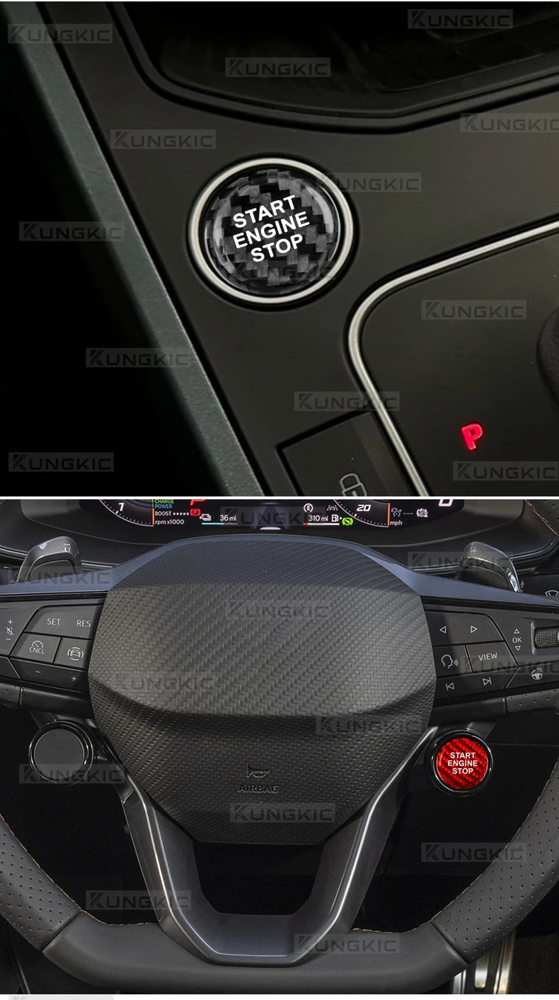 Real Dry Carbon Fiber Start Stop Cover for Cupra and Seat
