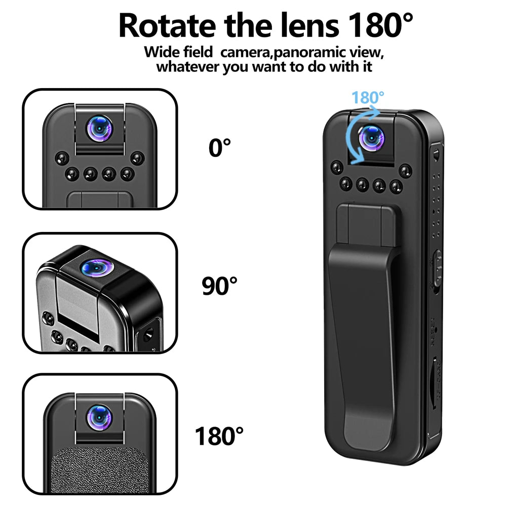 HD 1080P Mini Camera with Night Vision and Back Clip