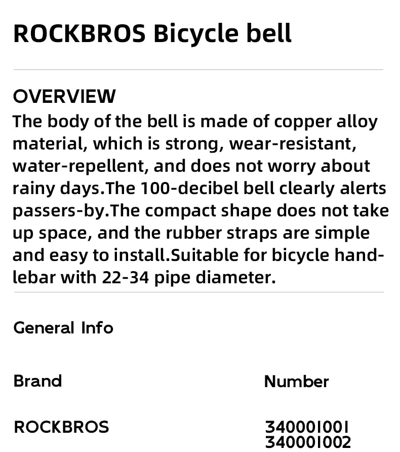 Bicycle Bell with Crisp Sound Copper Alloy Handlebar Ring