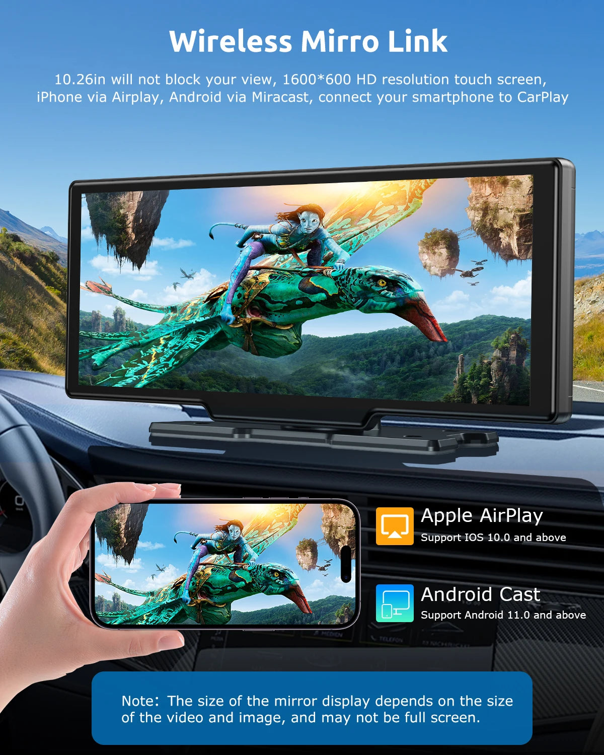 10.26" 4K Dash Cam Car Stereo with Wireless CarPlay