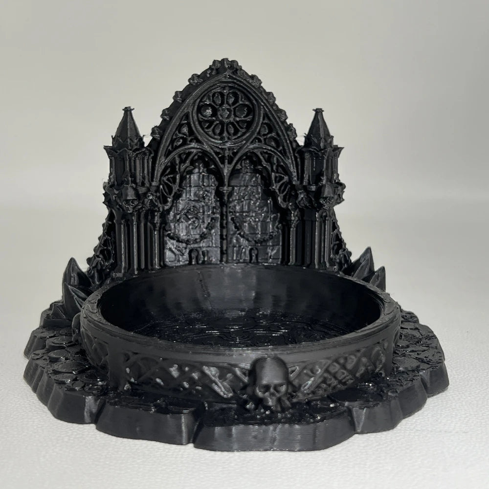 3D Printed Gothic Castle Jewellery Tray in Black or Grey